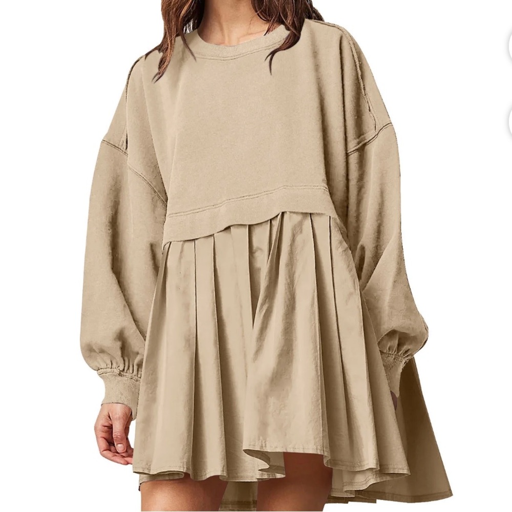 Beige Layered Pullover Dress